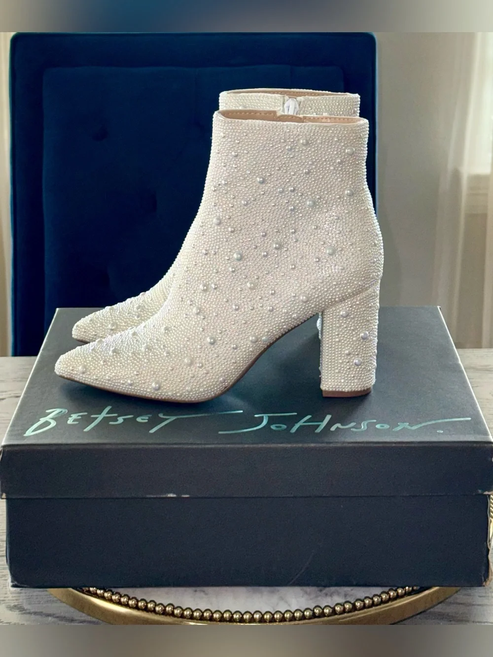 Betsey Johnson SB-Cady Pearls Ankle Booties | Sz. 5.5 | NWB